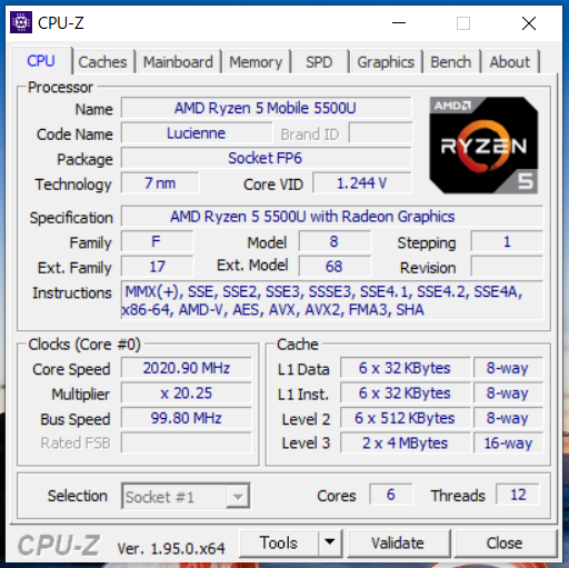 「ThinkPad E15 Gen 3 (AMD) 」のCPU-Z