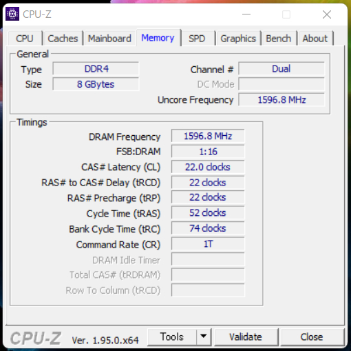 「ENVY x360 13-ay（AMD）2021」のCPU-Zのデュアルメモリ