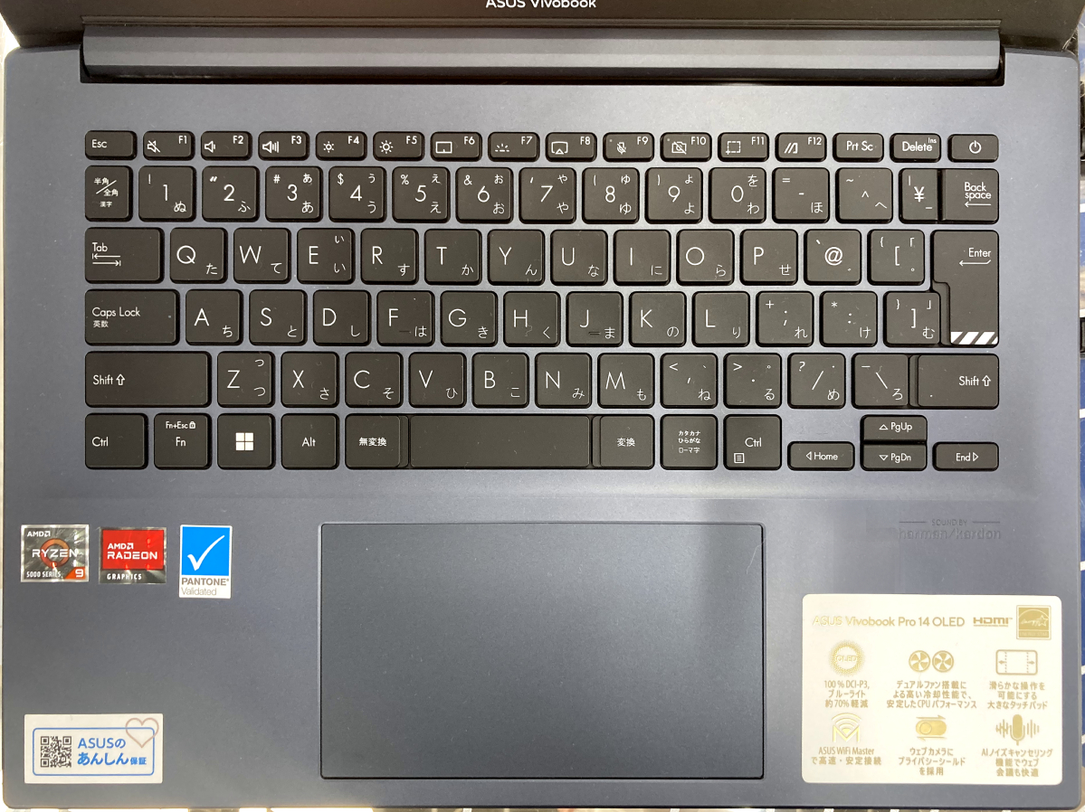 Vivobook Pro 14 OLEDの日本語キーボード
