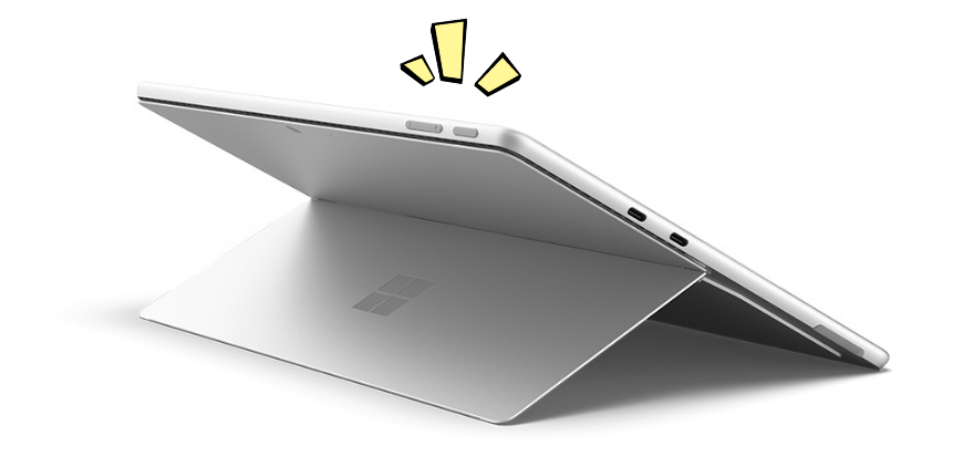 「Surface Pro 9」の電源ボタンと音量ボタン