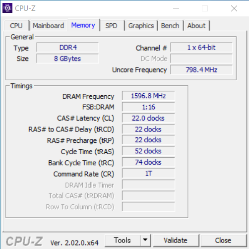 「ProBook 635 Aero G8」のCPU-Z、メモリ情報