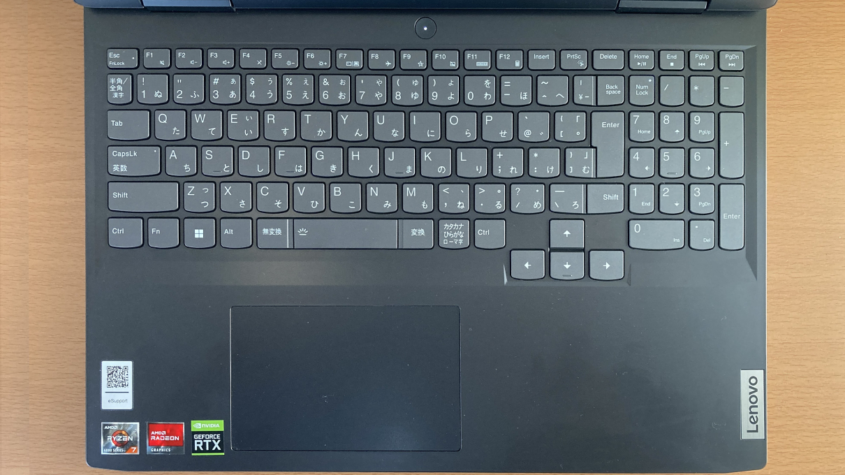 「IdeaPad Gaming 370 (16型AMD)」のキーボード・全体