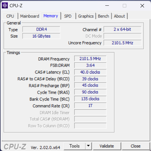 「Flex 5 Gen 8 14型(AMD)」のCPU-Z、メモリ情報