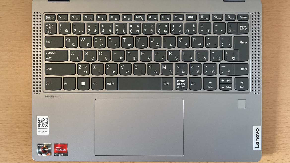 「Flex 5 Gen 8 14型(AMD)」のキーボード・全体