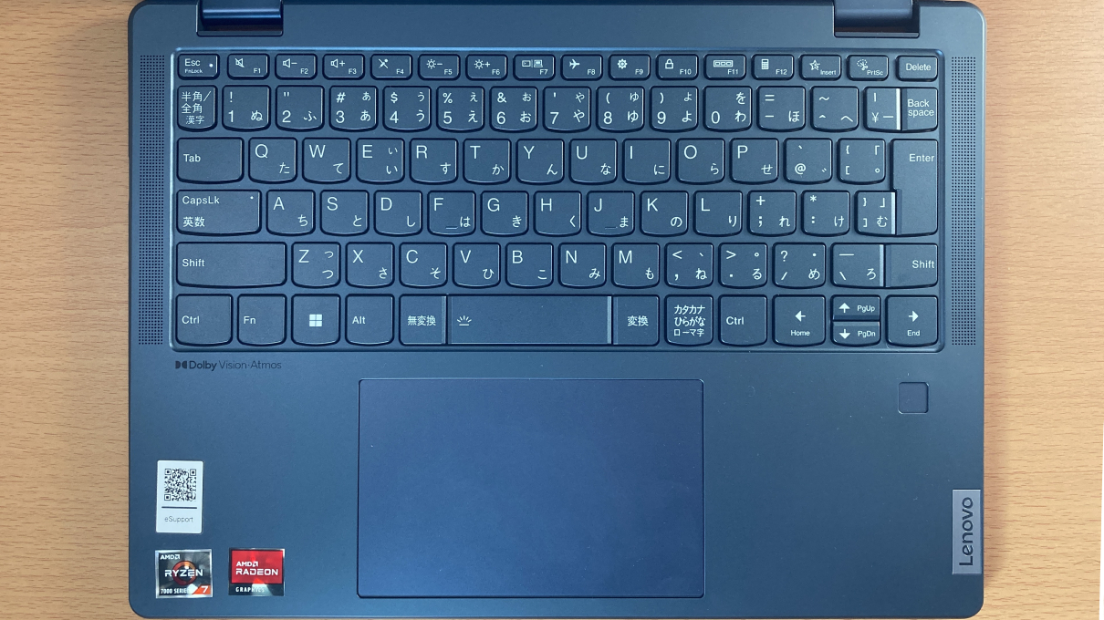 「Yoga 6 Gen 8 13.3型(AMD)」のキーボード・全体