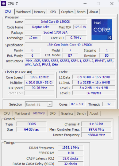 Core i9-13900KのCPU-Z