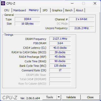 「Inspiron 14 5435（AMD）」のCPU-Z、メモリ情報