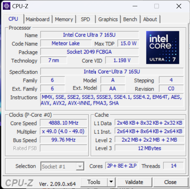 『EliteBook 840 G11』のCPU-Zと最大グラフィックスパワー