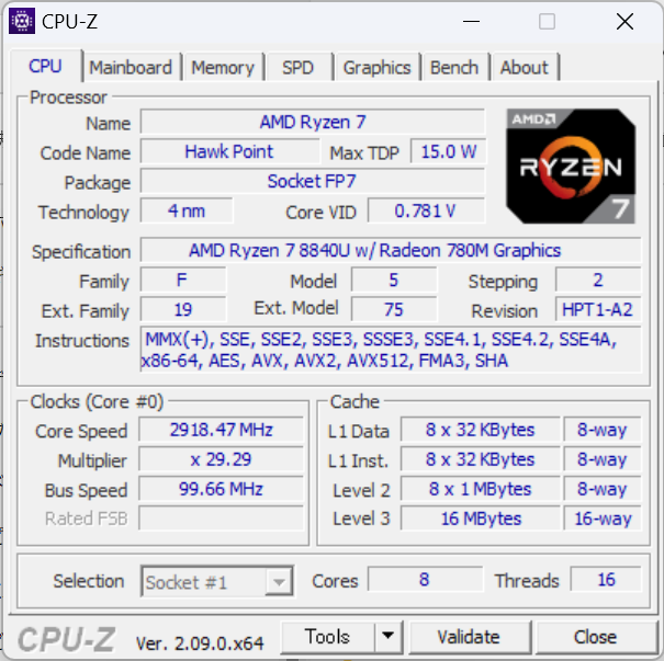 『Inspiron 14 (5445)』のGPU-Z