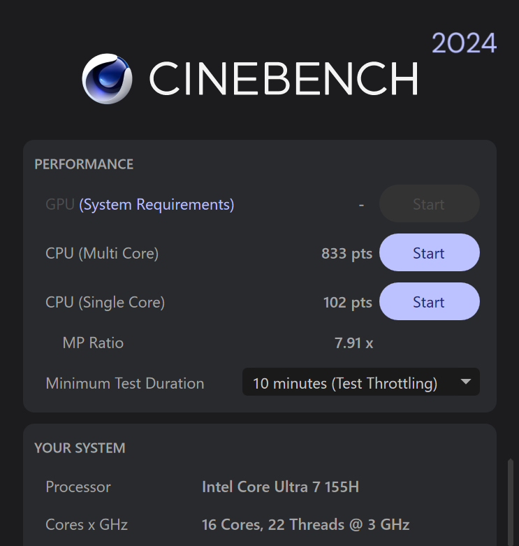 『VAIO SX14-R』の Cinebench R24