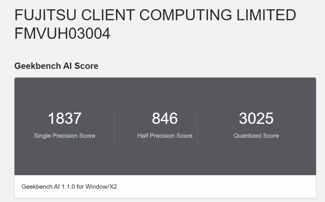 PCMark10『FMV Zero世界最軽量（WU5J3）』Core Ultra 7 155U のGeekBench